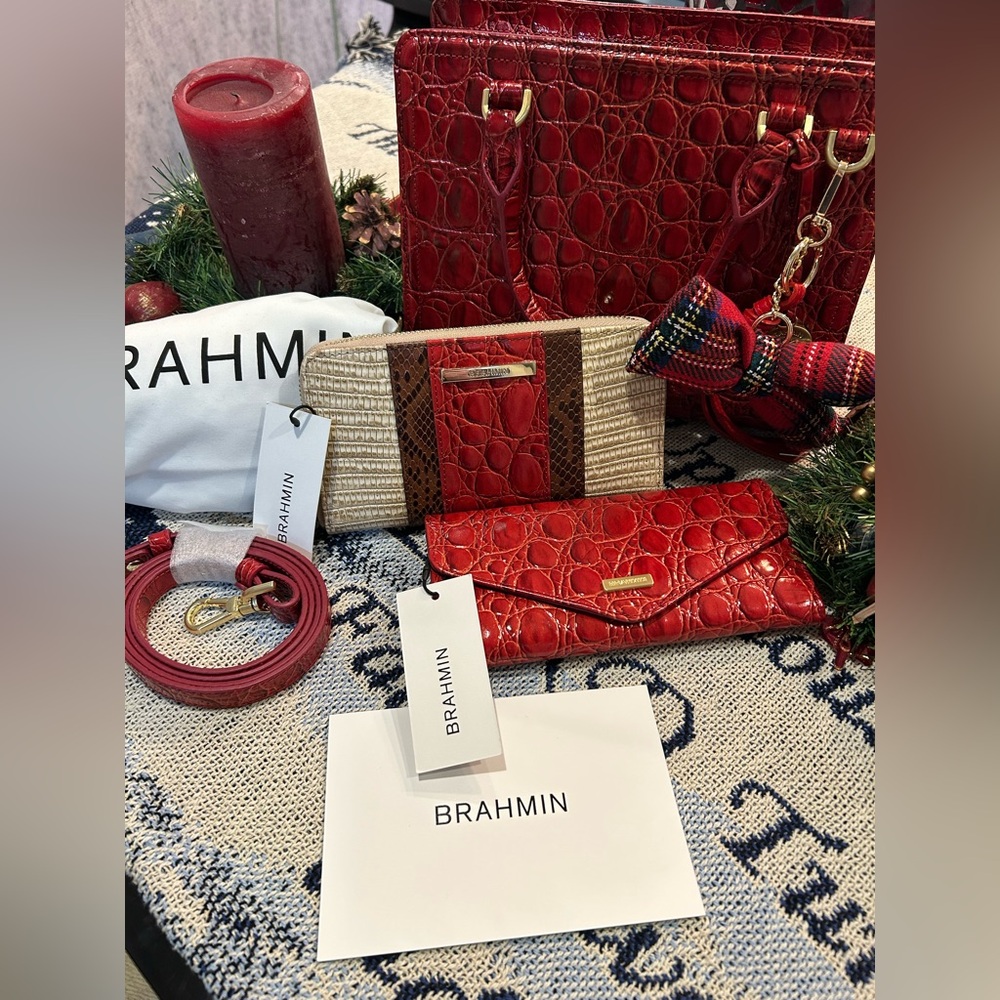 BRAHMIN SET SRIRACHA WESTLAKE RED PURSE WALLET SET